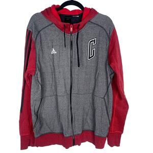 Adidas Men Large Gray Red Chicago Bulls Basketball Full Zip Hoodie Sweatshirt